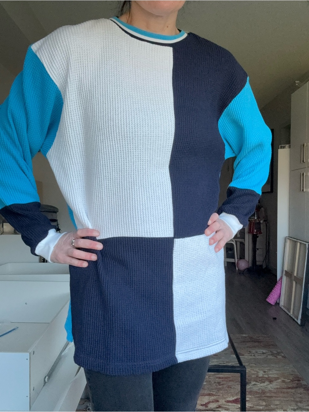 NWT Vintage 90s Northern Spirit Colorblock Thermal Waffle Knit Sweater M